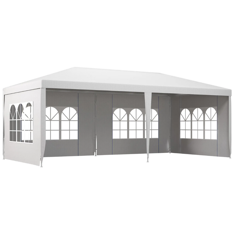 19' x 9.5' Portable Event Canopy Party Tent Outdoor Sun Shade with 4 Wall Panels - White