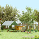 Small Animal Habitats & Cages, 10' x 20' Walk-In Coop Pen with Peaked Roof, Perch, Hanging Feeder, Feeding Door and Canopy - Seasonal Overstock