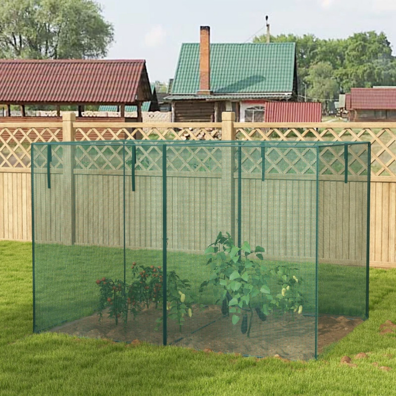 10' x 6.5' x 6.5' Large Mesh Garden Protection Cover with Zipper Doors - Green