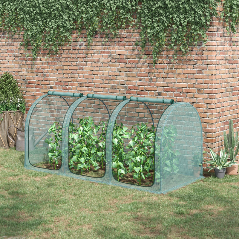 9' x 4' Mesh Garden Protection Crop Cage Cover with 3 Zipper Doors - Green