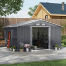 Storage Sheds, 11.2' x 12.5' Large Garden Storage Shed with Dual Sliding Doors - Dark Grey - Seasonal Overstock