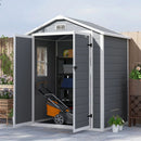 Storage Sheds, 6' x 4.5' Polypropylene Resin Plastic Outdoor Storage Shed with Lockable Double Doors, Floor - Grey - Seasonal Overstock