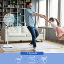 3-Speed Floor Standing Fan with Remote Control, Oscillating Movement. White