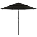 Umbrella Base Weights, 3-Tier Patio Umbrella Shade Market Umbrella with Hand Crank and Tilt - Black - Seasonal Overstock