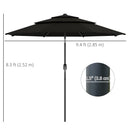 Umbrella Base Weights, 3-Tier Patio Umbrella Shade Market Umbrella with Hand Crank and Tilt - Black - Seasonal Overstock