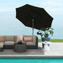 Umbrella Base Weights, 3-Tier Patio Umbrella Shade Market Umbrella with Hand Crank and Tilt - Black - Seasonal Overstock