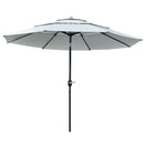 Umbrella Base Weights, 3-Tier Patio Umbrella Shade Market Umbrella with Hand Crank and Tilt - Cream White - Seasonal Overstock