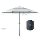 Umbrella Base Weights, 3-Tier Patio Umbrella Shade Market Umbrella with Hand Crank and Tilt - Cream White - Seasonal Overstock