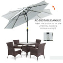 Umbrella Base Weights, 3-Tier Patio Umbrella Shade Market Umbrella with Hand Crank and Tilt - Cream White - Seasonal Overstock