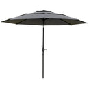 Umbrella Base Weights, 3-Tier Patio Umbrella Shade Market Umbrella with Hand Crank and Tilt - Light Grey - Seasonal Overstock