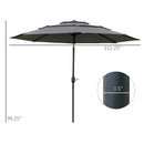 Umbrella Base Weights, 3-Tier Patio Umbrella Shade Market Umbrella with Hand Crank and Tilt - Light Grey - Seasonal Overstock