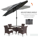 Umbrella Base Weights, 3-Tier Patio Umbrella Shade Market Umbrella with Hand Crank and Tilt - Light Grey - Seasonal Overstock