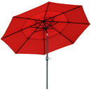 Umbrella Base Weights, 3-Tier Patio Umbrella Shade Market Umbrella with Hand Crank and Tilt - Red - Seasonal Overstock
