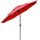 Umbrella Base Weights, 3-Tier Patio Umbrella Shade Market Umbrella with Hand Crank and Tilt - Red - Seasonal Overstock