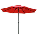 Umbrella Base Weights, 3-Tier Patio Umbrella Shade Market Umbrella with Hand Crank and Tilt - Red - Seasonal Overstock