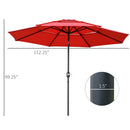 Umbrella Base Weights, 3-Tier Patio Umbrella Shade Market Umbrella with Hand Crank and Tilt - Red - Seasonal Overstock