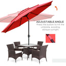 Umbrella Base Weights, 3-Tier Patio Umbrella Shade Market Umbrella with Hand Crank and Tilt - Red - Seasonal Overstock