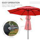 Umbrella Base Weights, 3-Tier Patio Umbrella Shade Market Umbrella with Hand Crank and Tilt - Red - Seasonal Overstock