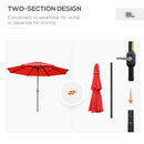 Umbrella Base Weights, 3-Tier Patio Umbrella Shade Market Umbrella with Hand Crank and Tilt - Red - Seasonal Overstock