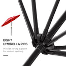 Umbrella Base Weights, 3-Tier Patio Umbrella Shade Market Umbrella with Hand Crank and Tilt - Red - Seasonal Overstock