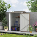 Storage Sheds, 3.3' x 3.4' Lockable Lean-to Steel Storage Shed - Brown & White - Seasonal Overstock