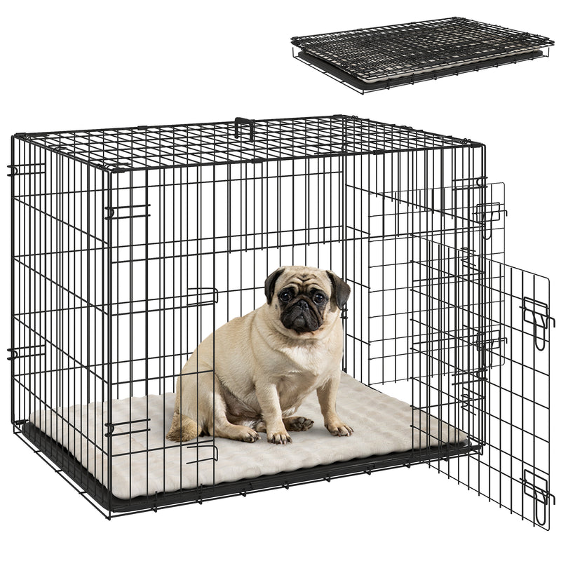 30" Medium Folding Steel Dog Crate with Removable Tray for Dogs up to 22lbs