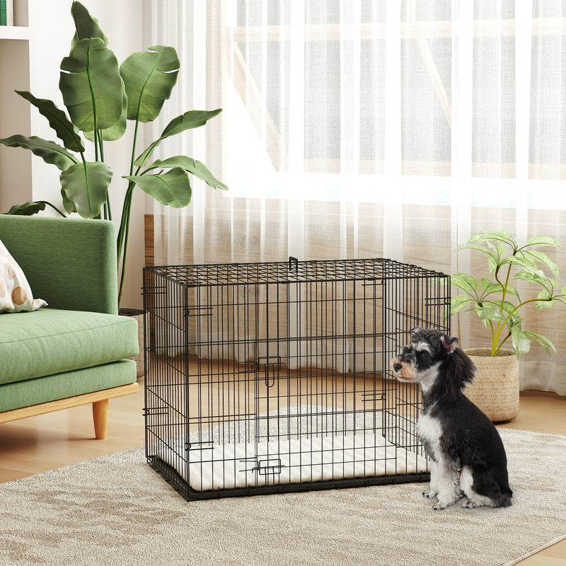 30" Medium Folding Steel Dog Crate with Removable Tray for Dogs up to 22lbs