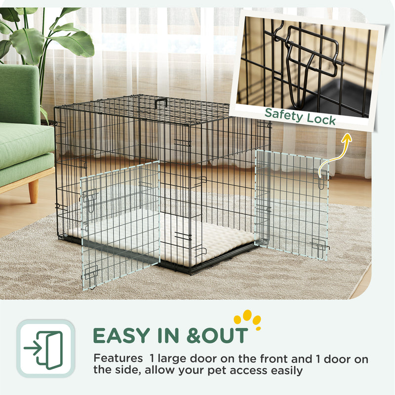 30" Medium Folding Steel Dog Crate with Removable Tray for Dogs up to 22lbs