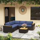 Patio Furniture, Chestnut Cove 6pc Modular Outdoor Patio Set Sectional Sofa - Blue - Seasonal Overstock