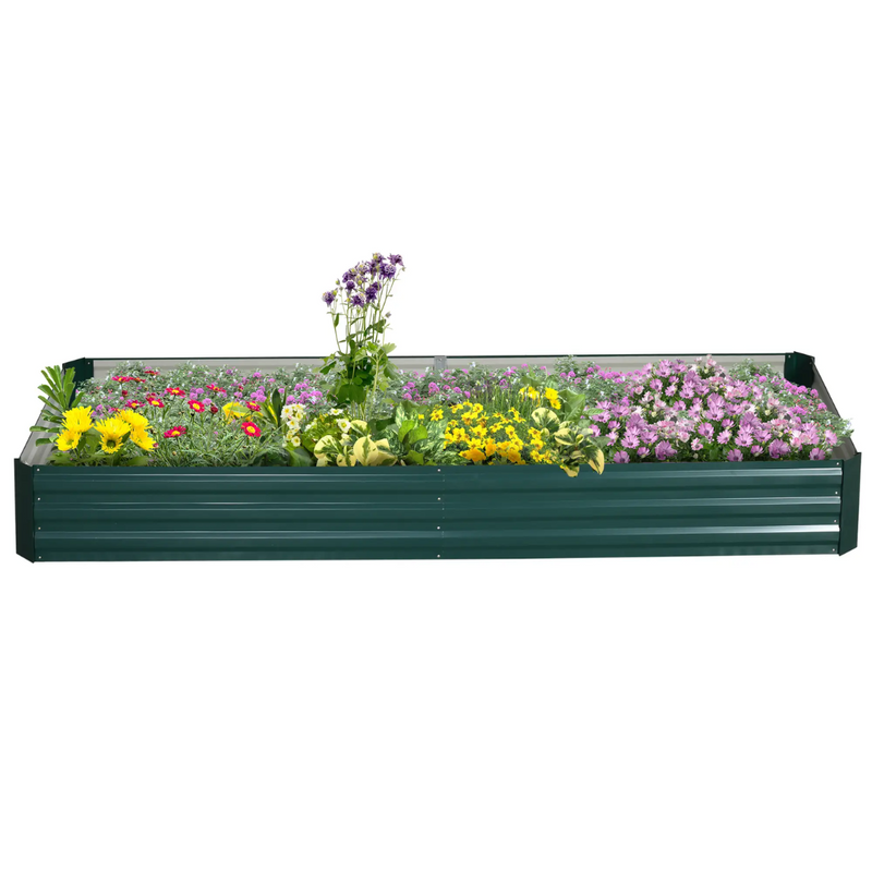 8' x 3' Raised Garden Bed Planter Box Galvanized Steel 12in Deep - Green