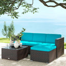 Patio Furniture, Sola Vina 3pc Outdoor Patio Sofa and Ottoman Set with Table - Light Blue - Seasonal Overstock