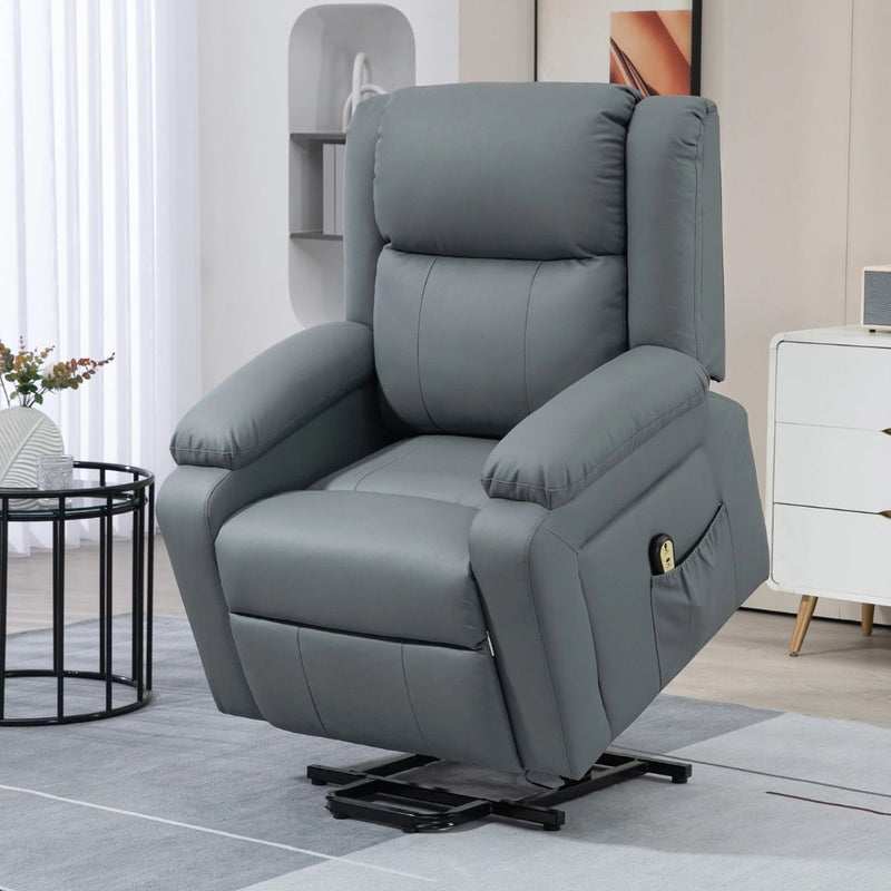 Luxharbor Lane Powered Lift Assist Recliner Chair with Remote Control - Grey Faux Leather