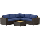 Patio Furniture, Chestnut Cove 6pc Modular Outdoor Patio Set Sectional Sofa - Blue - Seasonal Overstock