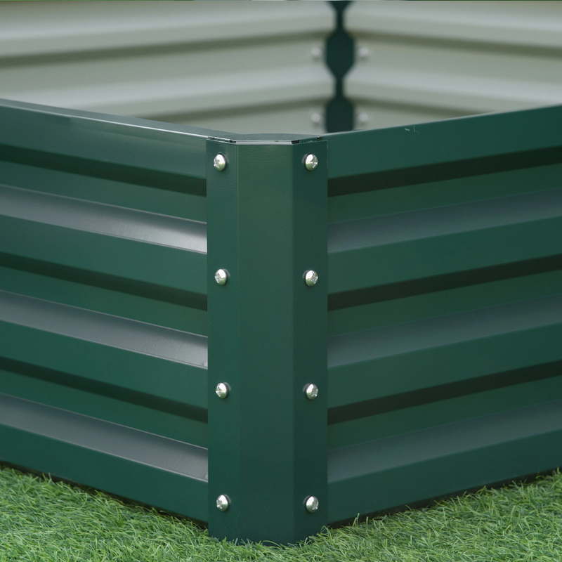 4' x 4' Raised Garden Bed Planter Box Galvanized Steel 12in Deep - Green