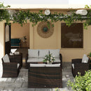 Patio Furniture, Cinder Valley 6pc Patio Set with Sofa, Loveseat, Chairs & Tables - Cream White - Seasonal Overstock