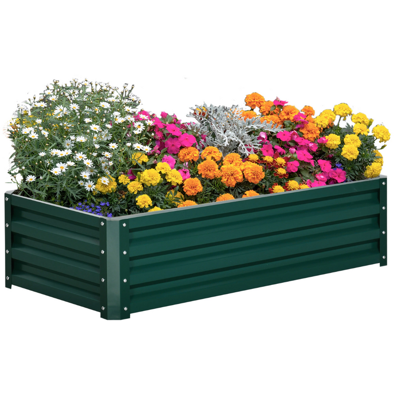 4' x 2' Raised Garden Bed Planter Planter Box Galvanized Steel 12in - Green