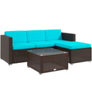 Patio Furniture, Sola Vina 3pc Outdoor Patio Sofa and Ottoman Set with Table - Light Blue - Seasonal Overstock