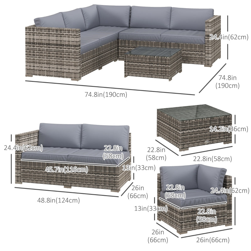 Manhattan Bay 4pc Outdoor Patio Corner Sectional Sofa with Table - Light Grey