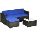 Patio Furniture, Sola Vina 3pc Outdoor Patio Sofa and Ottoman Set with Table - Blue - Seasonal Overstock