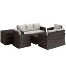 Patio Furniture, Cinder Valley 6pc Patio Set with Sofa, Loveseat, Chairs & Tables - Cream White - Seasonal Overstock