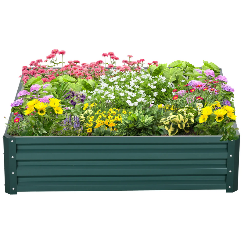 4' x 4' Raised Garden Bed Planter Box Galvanized Steel 12in Deep - Green