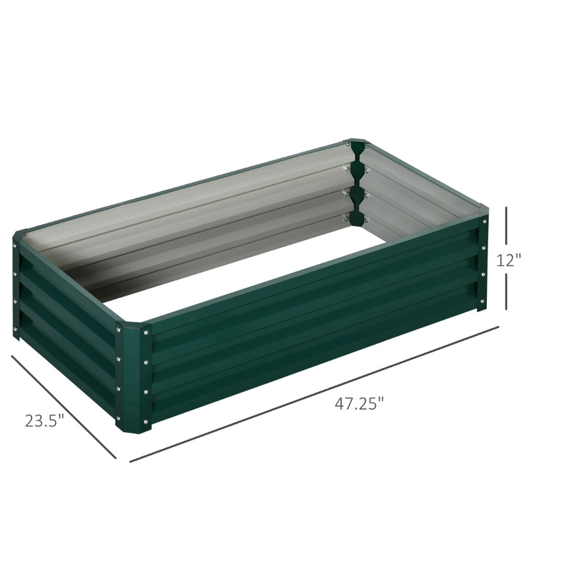 4' x 2' Raised Garden Bed Planter Planter Box Galvanized Steel 12in - Green