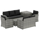 Patio Furniture, Cinder Valley 6pc Patio Set with Sofa, Loveseat, Chairs & Tables - Black - Seasonal Overstock