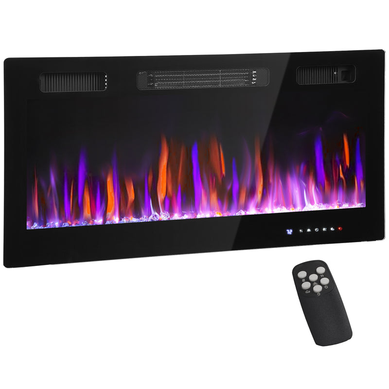 36" Thin Profile Electric Fireplace, 1500W Heater, Wall Mounted or Freestanding Type with Remote and Timer