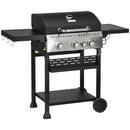 Outdoor Grills, 38,000 BTU 3 Burner Propane BBQ Cart with 1 Side Burner and Warming Rack - Seasonal Overstock