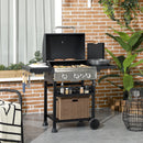 Outdoor Grills, 38,000 BTU 3 Burner Propane BBQ Cart with 1 Side Burner and Warming Rack - Seasonal Overstock