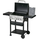 Outdoor Grills, 38,000 BTU 3 Burner Propane BBQ Cart with 1 Side Burner and Warming Rack - Seasonal Overstock