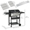 Outdoor Grills, 38,000 BTU 3 Burner Propane BBQ Cart with 1 Side Burner and Warming Rack - Seasonal Overstock