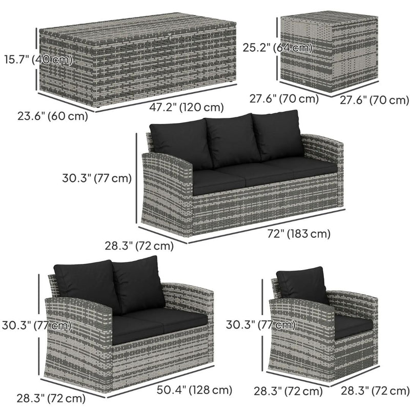 Patio Furniture, Cinder Valley 6pc Patio Set with Sofa, Loveseat, Chairs & Tables - Black - Seasonal Overstock