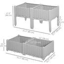 Planters, 31.5" x 31.5" Raised 4-Box Planter Flower Bed - Grey - Seasonal Overstock